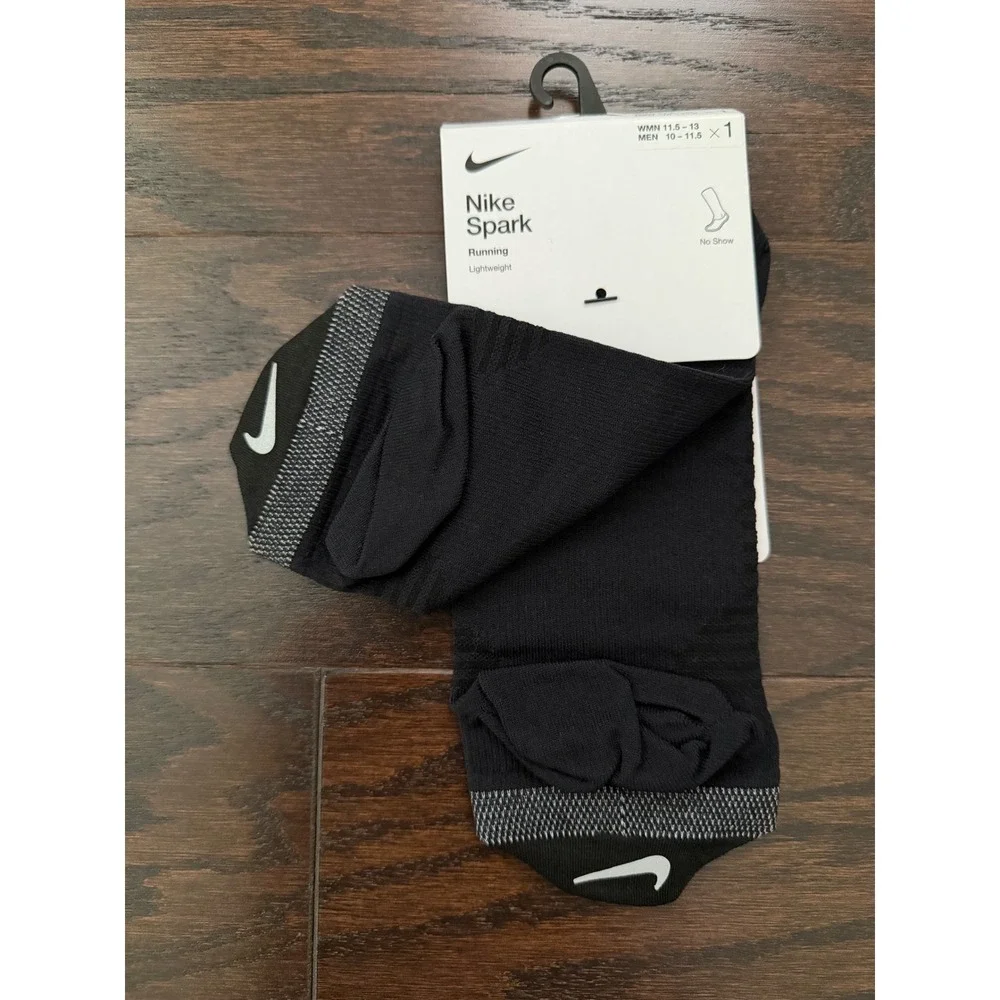 2PK Nike Spark Lightweight Running No Show Socks Black DA3589-010 Mens 10-11.5